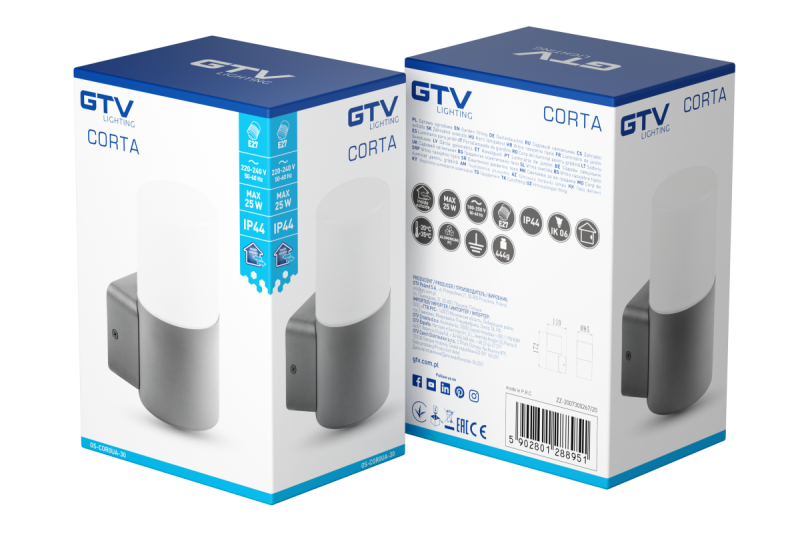 Decor Garden fixture CORTA-AU E27 MAX.25W IP44 AC220-240V 50-60Hz upper straight wall lamp anthracite 1208963857