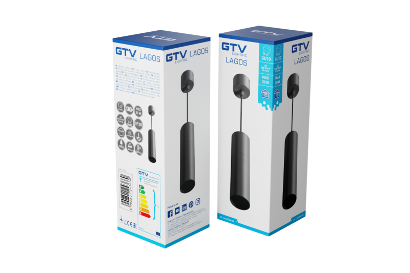 Decor Suspended fixture LAGOS GU10 aluminium IP20 max. 20W black 1208963909