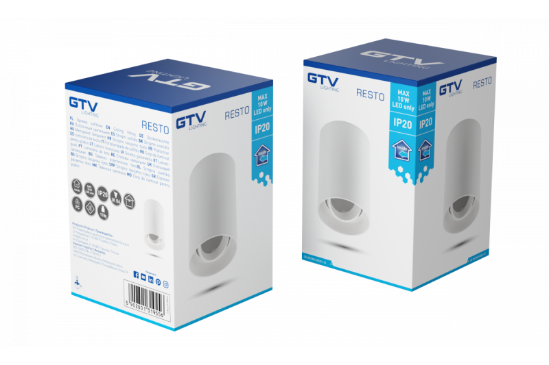 Decor Ceiling light fixture RESTO PC φ80x125mm IP20 max 20W round white 1208963986