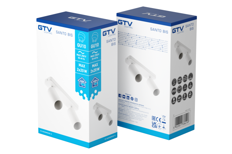 Decor Ceiling luminaire SANTO BIS aluminium IP20 max. 20W*2 double round white 1208964000