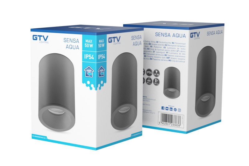 Decor SENSA AQUA ceiling lamp alum 85x115 IP54 max 50W circular black 1208964009