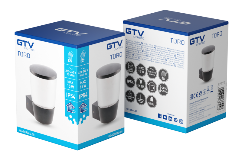 Decor Garden luminaire TORA-AU E27 MAX.15W IP54 AC220-240V 50-60Hz top wall lamp black 1208964023