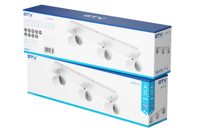 Decor Ceiling luminaire VENETO  IP20 max. 20W 3 x GU10 round white 1208964039