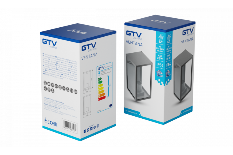 Decor Garden fixture VENTANA-AU E27 MAX.20W IP54 AC220-240V 50-60Hz upper sconce straight black 1208964048