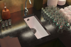 GraniteMy Universal granite small white sink 17x40 cm white top-mounted undermount and flush-mount with stainless steel plug 1208966953