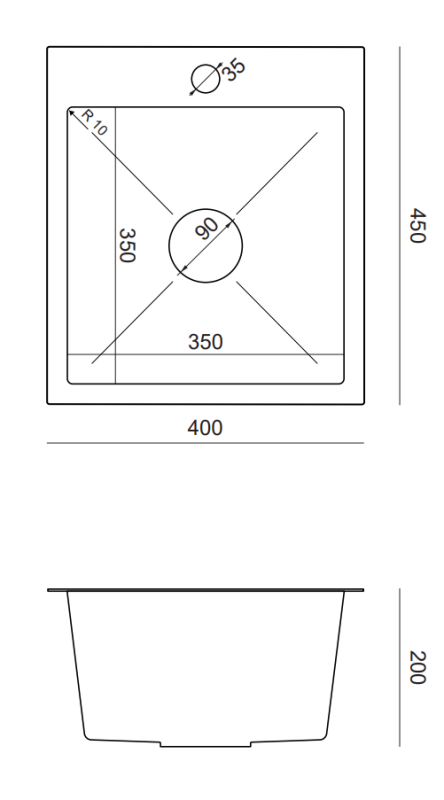 Quadri Dixton 40 set with stainless steel sink 400x450 mm with tap hole and Quadri Coventry stainless steel kitchen faucet