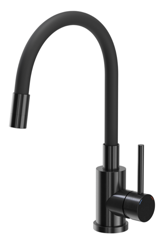 Quadri Dixton 40 set with black stainless steel sink with nano PVD coating 400x450 mm with tap hole and Quadri Bristol kitchen faucet
