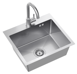Quadri Dixton 50 Set stainless steel sink 500x450 mm with tap hole, inset and stainless steel Coventry kitchen tap