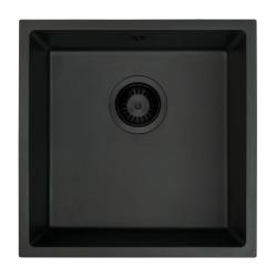 GraniteMy Universal granite black sink 40x40 cm black top-mounted undermount and flush-mount with black plug 1208967112