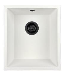 GraniteMy Universal granite white sink 34x40 cm white top-mounted, undermount and flush-mount with black plug 1208967147