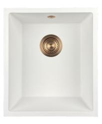 GraniteMy Universal granite white sink 34x40 cm white top-mounted, undermount and flush-mount with copper plug 1208967148