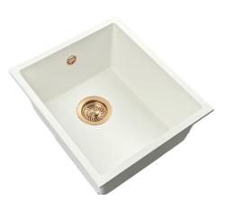 GraniteMy Universal granite white sink 34x40 cm white top-mounted, undermount and flush-mount with copper plug 1208967148