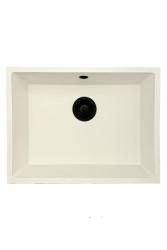 GraniteMy Universal granite white sink 55x40 cm white top-mount, undermount, and flush-mount with black plug 1208967154