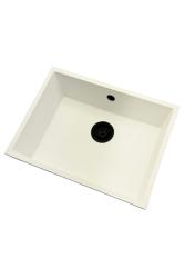 GraniteMy Universal granite white sink 55x40 cm white top-mount, undermount, and flush-mount with black plug 1208967154