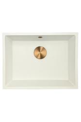 GraniteMy Universal granite white sink 55x40 cm white top-mount, under-mount, and flush-mount with copper plug 1208967156