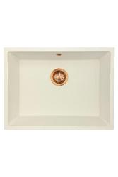 GraniteMy Universal granite white sink 55x40 cm white top-mount, under-mount, and flush-mount with copper plug 1208967156