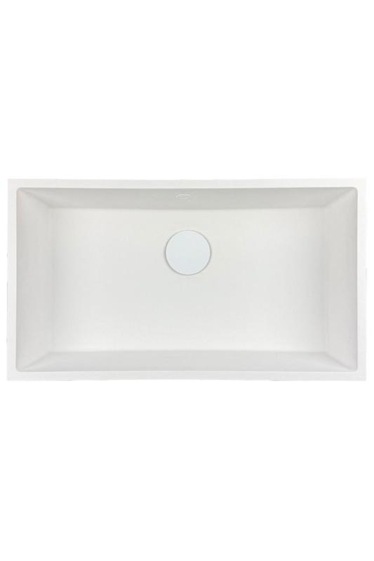 GraniteMy Universal granite large white sink 74x40 cm white top-mounted, undermount and flush-mount with white plug 1208967160