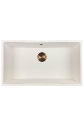 GraniteMy Universal granite large white sink 74x40 cm white top-mounted, undermount and flush-mount with copper plug 1208967162