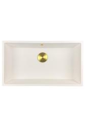 GraniteMy Universal granite large white sink 74x40 cm white top-mounted, undermount and flush-mount with golden plug 1208967163