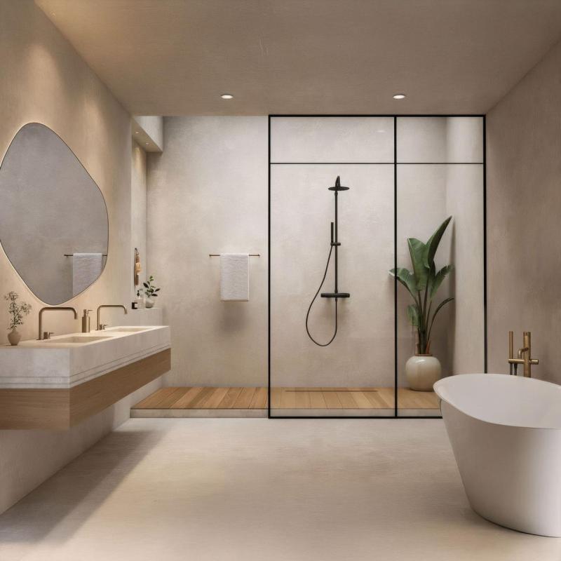 Waterevolution Flow shower combination with rain shower matte black T141NPR