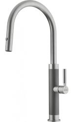 Franke Mythos Masterpiece Kitchen Faucet Stainless Steel with J-Spout and Pull-Out Spray Head - 115.0711.554
