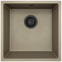 GraniteMy Universal granite taupe sink 40x40 cm top-mounted undermount and flush-mount with black plug 1208967213