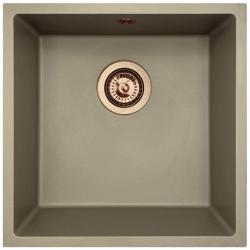 GraniteMy Universal granite taupe sink 40x40 cm top-mounted undermount and flush-mount with copper plug 1208967214