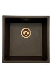 GraniteMy Universal granite café sink 40x40 cm top-mounted, undermount and flush-mount with copper plug 1208967217