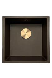 GraniteMy Universal granite café sink 40x40 cm top-mounted, undermount and flush-mount with copper plug 1208967217