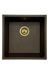 GraniteMy Universal granite café sink 40x40 cm top-mounted, undermount and flush-mount with golden plug 1208967218