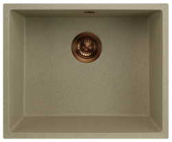 GraniteMy Universal granite beige sand sink 50x40 cm top-mounted, undermount and flush-mount with copper plug 1208967221