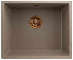 GraniteMy Universal granite taupe sink 50x40 cm top-mounted, undermount and flush-mount with copper plug 1208967225