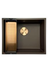 GraniteMy Universal granite café sink 50x40 cm top-mounted, undermount and flush-mount with copper plug 1208967229