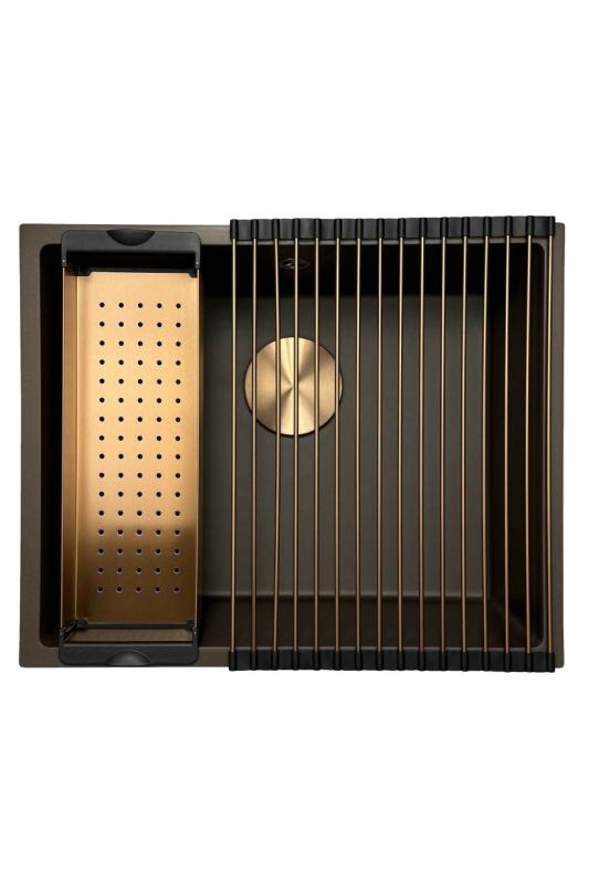 GraniteMy Universal granite café sink 50x40 cm top-mounted, undermount and flush-mount with copper plug 1208967229