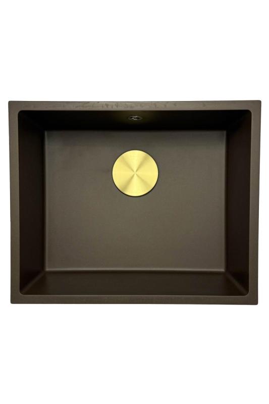 GraniteMy Universal granite café sink 50x40 cm top-mounted, undermount and flush-mount with golden plug 1208967230