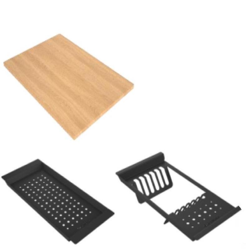 GraniteMy Steam granite sink 56x48 cm black top- mounted with copper plug including accessories 1208967234