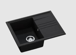 GraniteMy Vesi granite built-up black sink 64x50cm with reversible drainer and stainless steel plug 1208967280