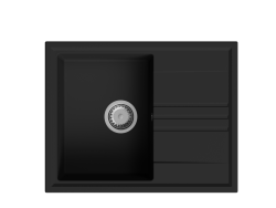 GraniteMy Vesi granite built-up black sink 64x50cm with reversible drainer and stainless steel plug 1208967280