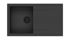 GraniteMy Vesi granite top mount black sink 86x50cm with draining reversible with black plug 1208967288