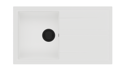 GraniteMy Vesi granite build-up white sink 86x50cm with draining reversible with black plug 1208967292