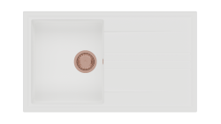 GraniteMy Vesi granite top white sink 86x50cm with reversible drainer and copper plug 1208967294