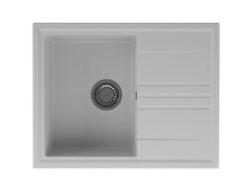 GraniteMy Vesi granite top-mounted white sink 64x50cm with drainer reversible with stainless steel plug 1208967298