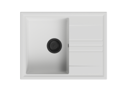 GraniteMy Vesi granite built-in white sink 64x50cm with reversible drainer with black plug 1208967299