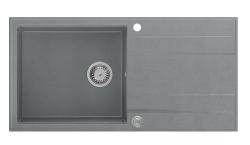 Quadri Luton grey granite Inset Kitchen Sink with draining board reversible 100x50cm with stainless steel plug 1208967323
