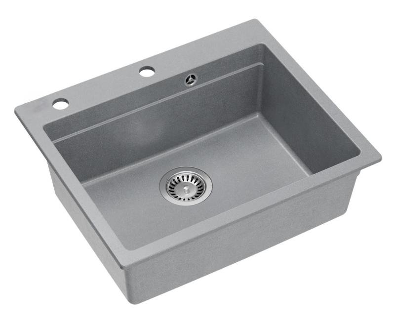 Quadri Durham gray granite built-in sink 595x500 with soap dispenser, cutting board, insert sink and roll mat 1208967378