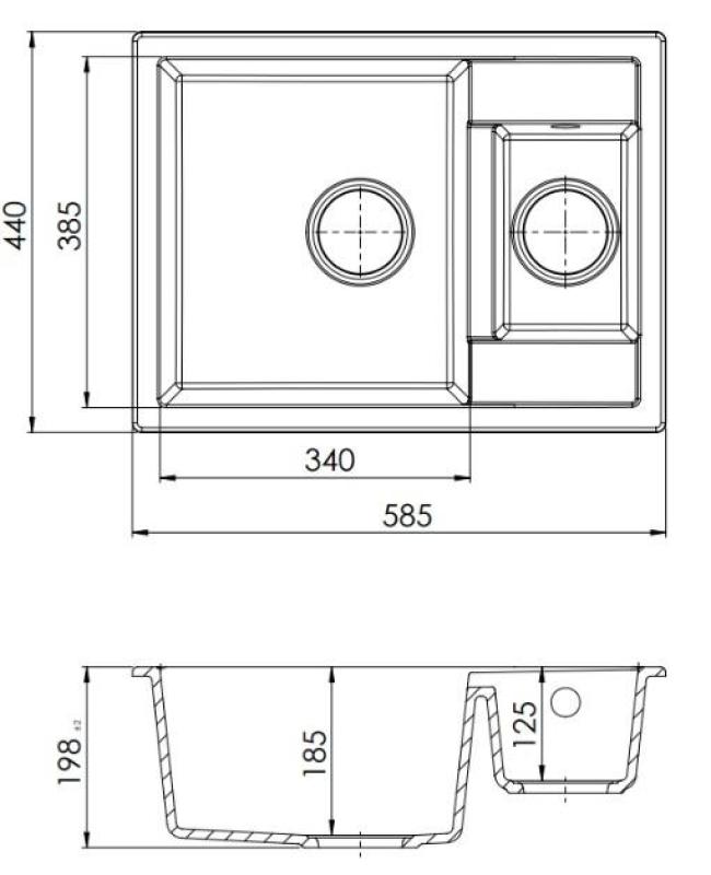GraniteMy Smart extra shallow 1.5 granite countertop white sink 58x44cm 1208967418