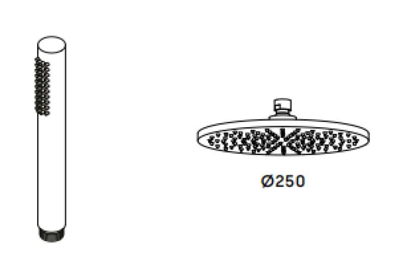 Waterevolution Flow shower combination with rain shower PVD Gun Metal 250mm T141N25GME