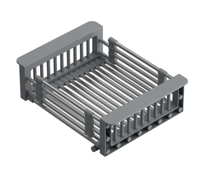 Quadri Universal extendable insert drainer basket stainless steel with grey handles 225mm wide 1208967543