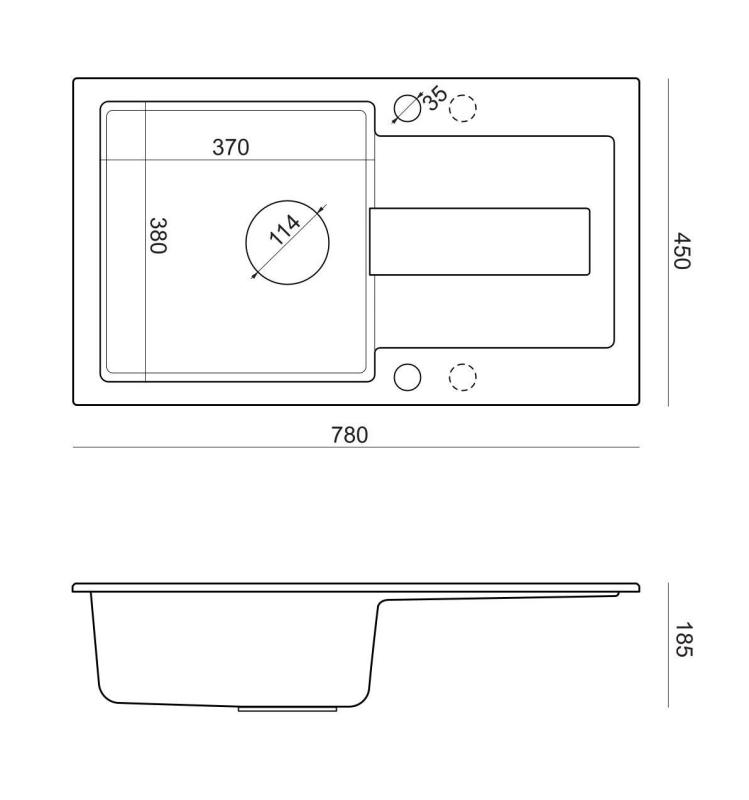 Quadri Sutton beige sand granite inset sink with reversible drainer 78x45cm with beige plug 1208967579