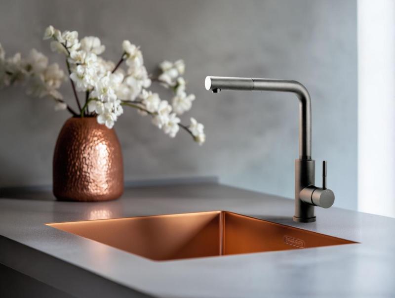Pure.Sink Prestige sink 34x40 cm PVD Copper 10mm radius undermount, flush mount, and top mount PPG3440-62